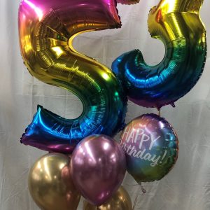 Rainbow Numbers ( Specify numbers in note) Mylar and Latex Balloons Bouquet