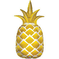 Golden Pineapple 44 inch Mylar Balloon Inflated With Helium