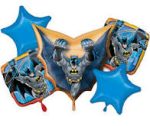 Batman Mylar Balloon Bouquet Inflated with Helium and attached to Weight