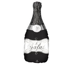 Black Wine Champagne Bottle 36 Inch Mylar Balloon Inflated with Helium