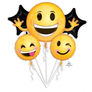 Emoji Smiley Mylar Balloon Bouquet Inflated with Helium