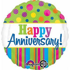 Happy Anniversary Bright Color Mylar Balloon 18 Inch Inflated