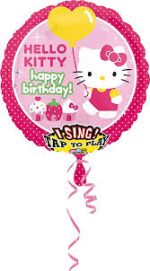 Hello Kitty Happy Birthday (Music) Singing Mylar Party Balloon 28 Inch Inflated