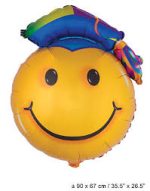 Congrats Grad Smiling face 35" inflated mylar balloon