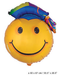 Congrats Grad Smiling face 35" inflated mylar balloon