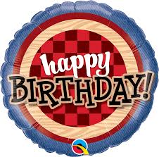 Red Flannel & Plaid birthday 18 inch  Mylar Balloon Inflated Helium
