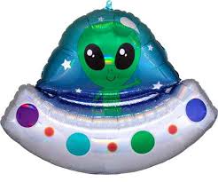 Alien Space Ship 28 Inch Mylar Balloon Inflated with Helium