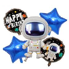 Astronaut Birthday Mylar Balloon bouquet Inflated with Helium