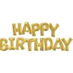 Gold Happy Birthday Air Filled Balloons Banner 30x26x18 (Does Not Float)