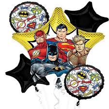Justice League Mylar Balloon bouquet Inflated with Helium