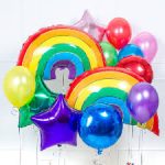 Ultimate Rainbow Party Mylar and Latex Balloon Bouquet