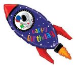 Happy Birthday Rocket Dimensional 40 Inch Mylar Balloon Inflated with Helium