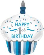 1st Birthday Cupcake boy Balloon Shape 36 Inch Inflated