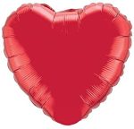 36" Red Heart Mylar Balloon Inflated with Weight
