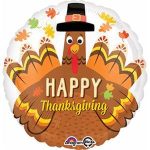Thanksgiving Pilgrim Turkey17 inch Mylar Balloon Inflated