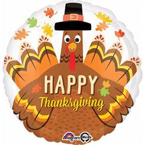 Thanksgiving Pilgrim Turkey17 inch Mylar Balloon Inflated
