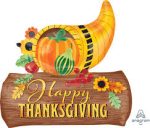 29" Thanksgiving Cornucopia  Mylar Balloon Inflated