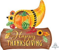 29" Thanksgiving Cornucopia  Mylar Balloon Inflated
