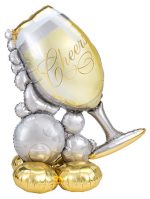 51" Wines Glasses Mylar Balloon for Wedding, Graduation, Engagment, and birthday inflated - Air Filled Only