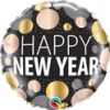 18" Happy New Year Metallic Dots Mylar Balloon  Inflated