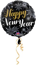 18" Happy New Year Pizazz Mylar Balloon  Inflated
