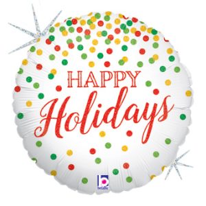 18" Happy Holidays ( Christmas) Mylar Balloon  Inflated