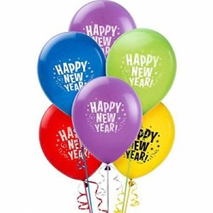 Happy New Year 15 Multi Color Latex Balloons Bouquet Inflated With High Float