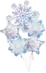 Snow Flakes Mylar Balloon Bouquet Inflated