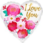 Happy Valentine's Day I Love You Ombre Flowers Mylar Balloon 28 inch Inflated