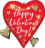 Happy Valentine's Day HVD Floating Heart Mylar Balloon 22 Inch Inflated
