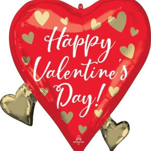 Happy Valentine's Day HVD Floating Heart Mylar Balloon 22 Inch Inflated