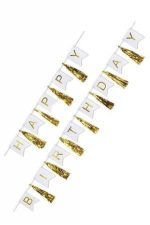 Happy Birthday Banner with Gold Tassel Streamer
