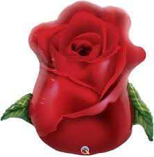Valentine-Red Rose Bud  Mylar  Balloon 33 Inch Inflated