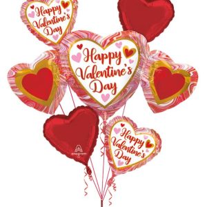 Valentines Day Marble Heart  Balloon Bouquet with Weight
