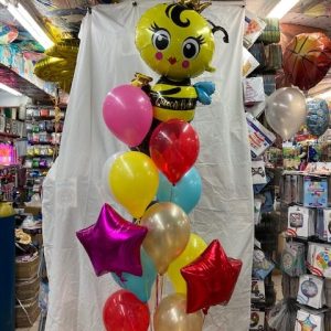 Happy Birthday Queen Bee Bouquet Helium Inflated Weight Attached