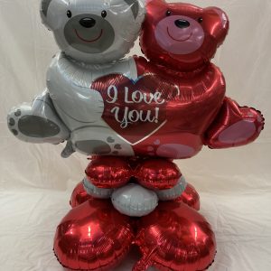 I Love You Bear Center Piece Valentine Mylar Balloon Inflated with Air