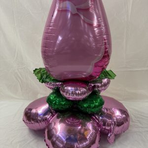 Rose Center Piece Valentine Mylar Balloon Inflated with Air