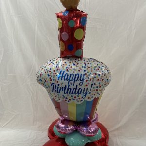 Birthday Cake Center Piece Mylar Balloon Inflated with Air