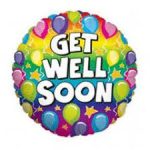 Get Well Soon Rainbow Mylar Balloon 18 Inflated With Helium