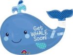 Get Well Soon (Whale) Mylar Balloon 34 Inflated With Helium