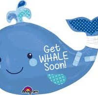 Get Well Soon (Whale) Mylar Balloon 34 Inflated With Helium