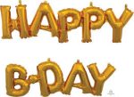 Happy Birthday (B-day) in Gold Air Filled Balloons Banner (Does Not Float)