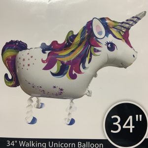 Mylar Walking Unicorn Balloon 34 Inch Inflated with Air Only