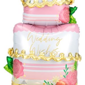 Wedding Cake Wishes Mylar Balloon 52Inch Inflated - Air only