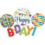 Happy Birthday Colorful Mylar Balloon 56 Inch Inflated