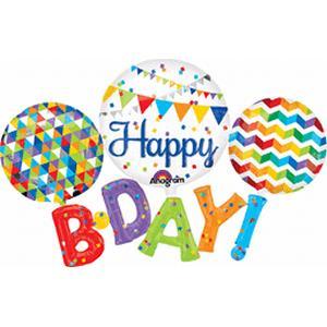 Happy Birthday Colorful Mylar Balloon 56 Inch Inflated