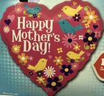 Happy Mother's Day Heart with birds & Daisy Flowers 28in Mylar Balloon Inflated