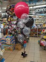 Variety Size Latex balloon  Bouquet Inflated With Helium and attached to weight