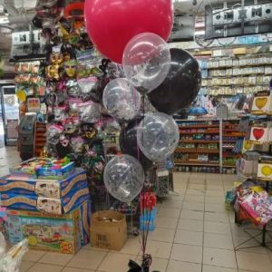 Variety Size Latex balloon  Bouquet Inflated With Helium and attached to weight
