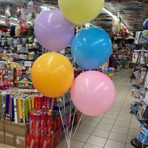 24" Balloon Bouquet Inflated With Helium and attached to weight
